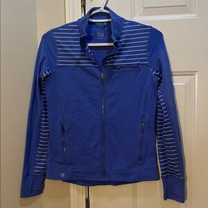 Athleta Girl Periwinkle and Aqua Striped Jacket